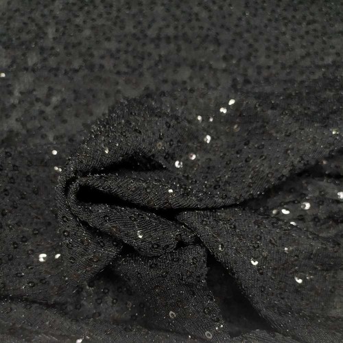 Tessuto jersey paillettes - jersey, nero