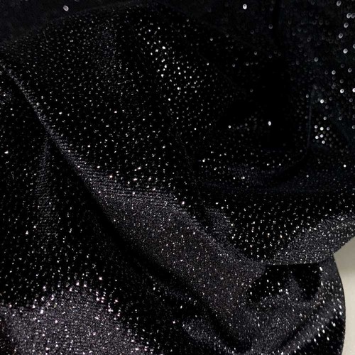 Tessuto velluto nero glitter - nero,