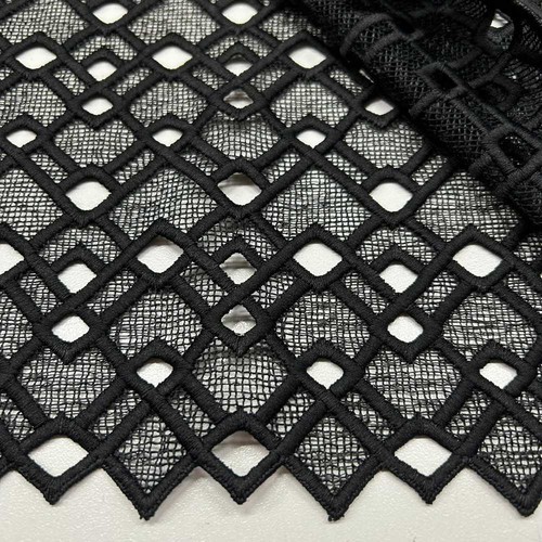 Tessuto macramè cotone nero - macramè,